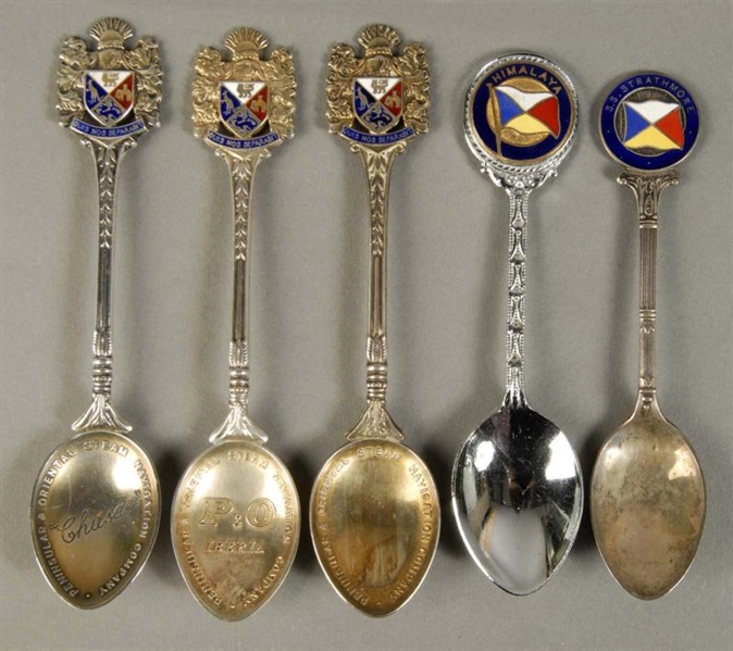 LOT OF 5: P&O LINES SOUVENIR SPOONS.              