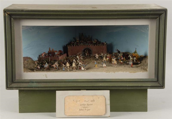 EARLY WOODEN METAL SOLDIER DIORAMA.               