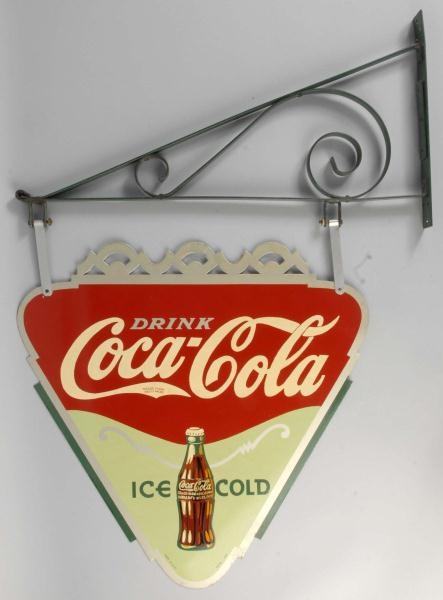 1937 COCA-COLA 2-SIDED TRIANGLE SIGN.             