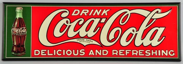 1926 EMBOSSED TIN COCA-COLA BOTTLE SIGN.          