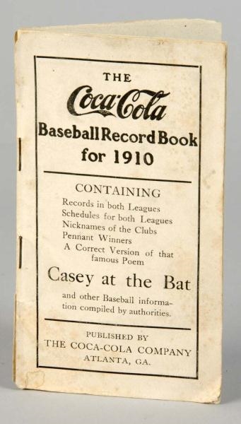 COCA-COLA BASEBALL RECORD BOOK FOR 1910.          