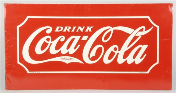 EMBOSSED TIN COCA-COLA COOLER PANEL SIGN.         