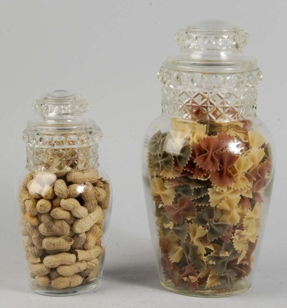 LOT OF 2: MATCHING DISPLAY JARS WITH LIDS.        