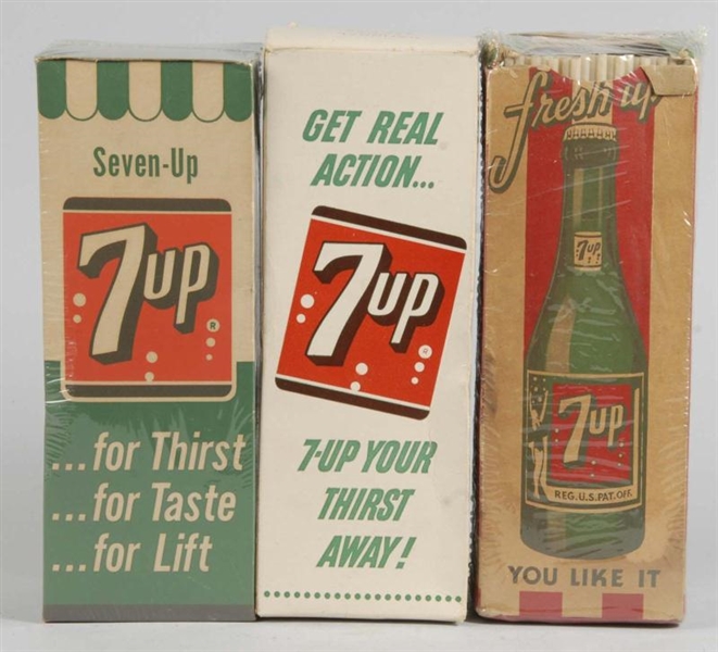 LOT OF 3: ASSORTED STRAW BOXES FOR 7UP.           