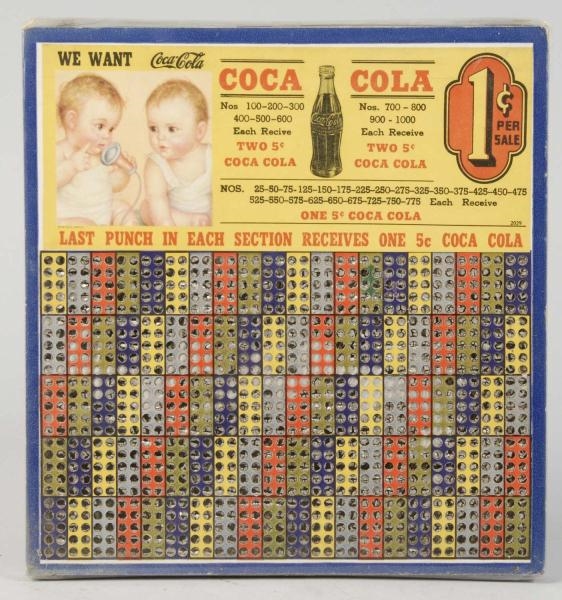 COCA-COLA PUNCHBOARD WITH BABIES.                 