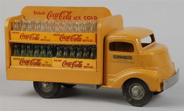 YELLOW COCA-COLA SMITH-MILLER TOY TRUCK.          