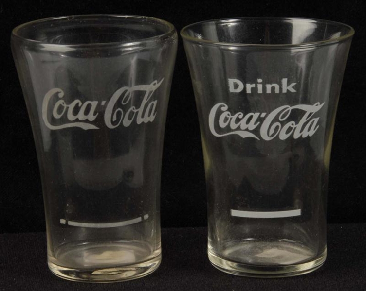 LOT OF 2: COCA-COLA ACID-ETCHED GLASSES.          