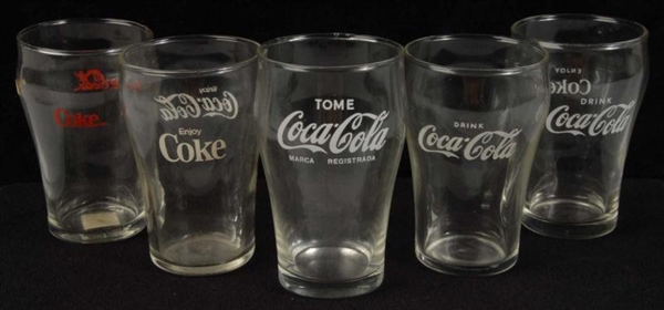 LOT OF 5: COCA-COLA GLASSES.                      