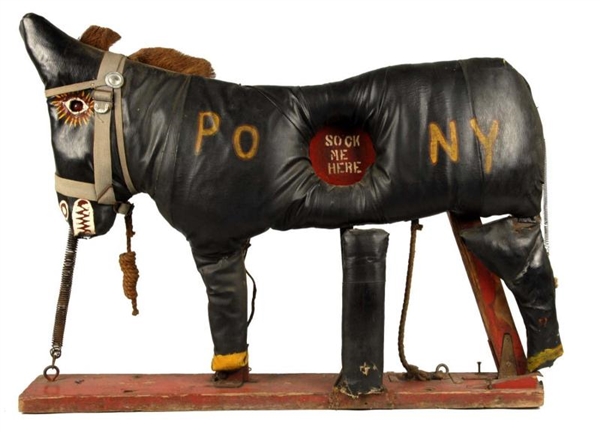 LEATHER OVER WOOD CARNIVAL PONY TARGET GAME.      
