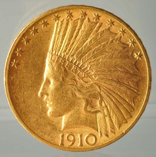 1910 $10  GOLD INDIAN EAGLE BU.                   