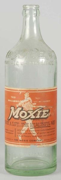 26-OUNCE MOXIE BOTTLE WITH TED WILLIAMS LABEL.    