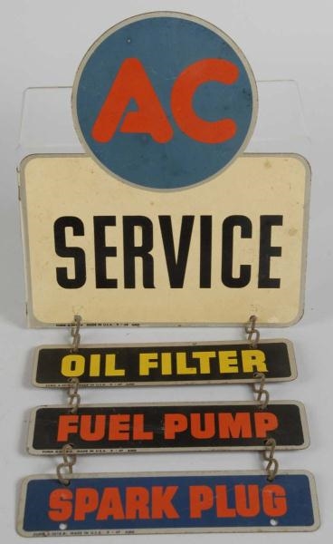 TIN AC SERVICE FLANGE WITH HANGING SIGNS.         