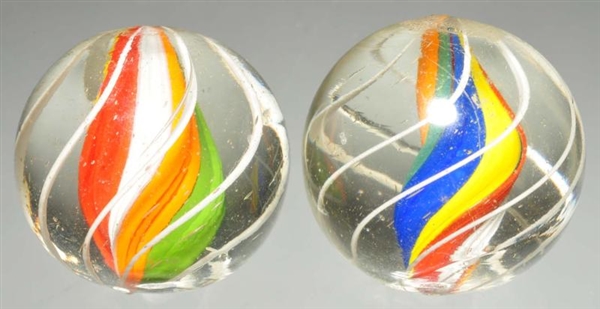 LOT OF 2: ENGLISH DIVIDED CORE SWIRL MARBLES.     