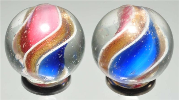LOT OF 2: SAME CANE RIBBON LUTZ MARBLES.          