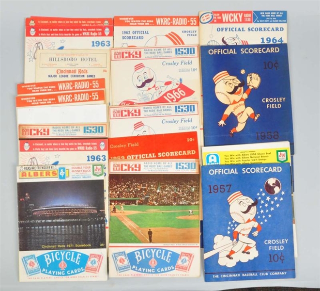 LOT OF 20: 1950S-70S CINCINNATI REDS SCORECARDS.  