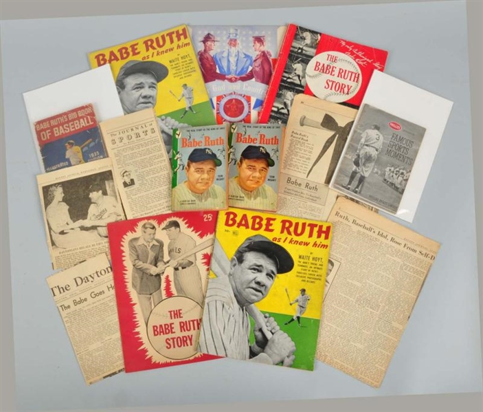 LOT OF 9: PUBLICATIONS WITH BABE RUTH.            