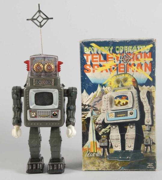 TIN TELEVISION SPACEMAN BATTERY-OPERATED TOY.     