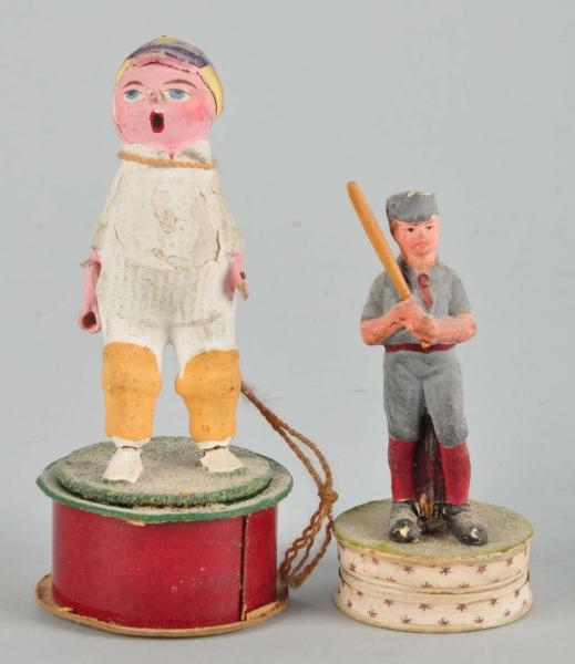 LOT OF 2: EARLY BASEBALL-RELATED CANDY CONTAINERS 