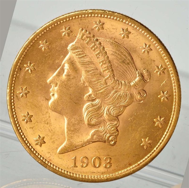 1903 $20 LIBERTY DOUBLE EAGLE GOLD COIN MS-60.    