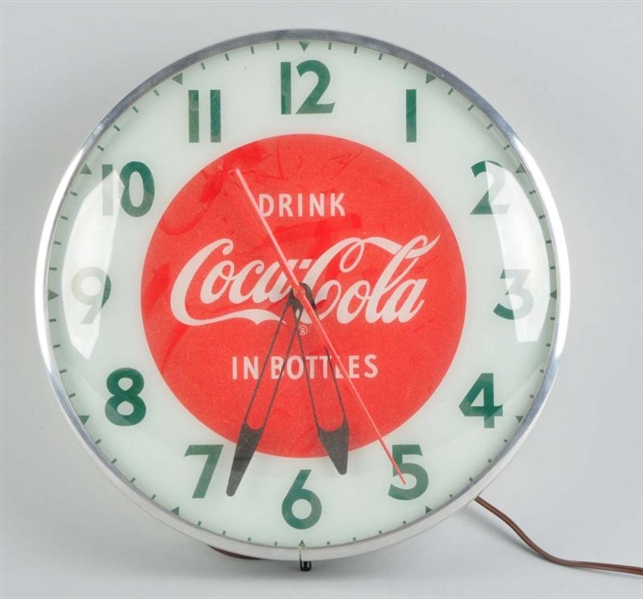 EARLY LIGHT-UP COCA-COLA CLOCK.                   