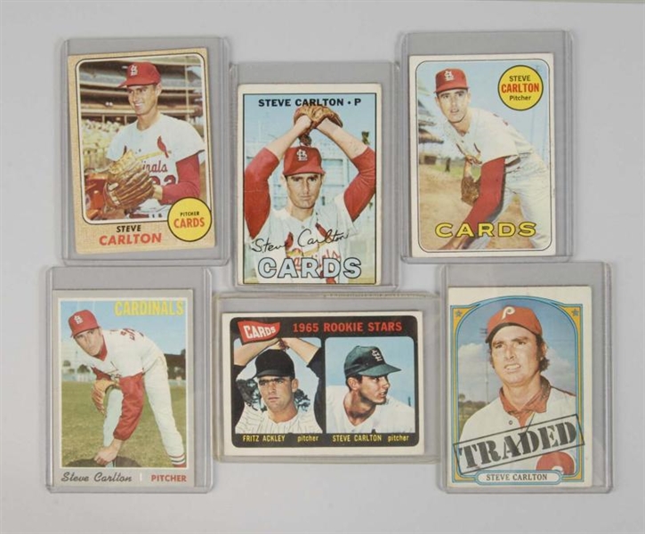 LOT OF 6: TOPPS STEVE CARLTON BASEBALL CARDS.     