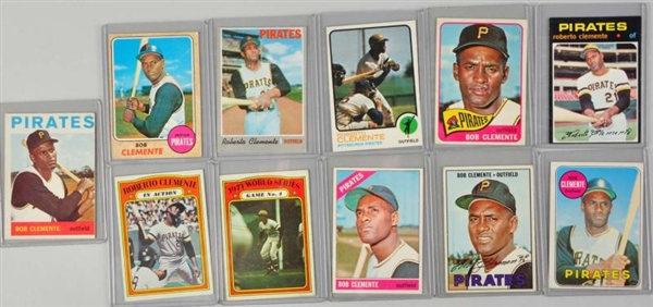 LOT OF 11: TOPPS ROBERTO CLEMENTE BASEBALL CARDS. 