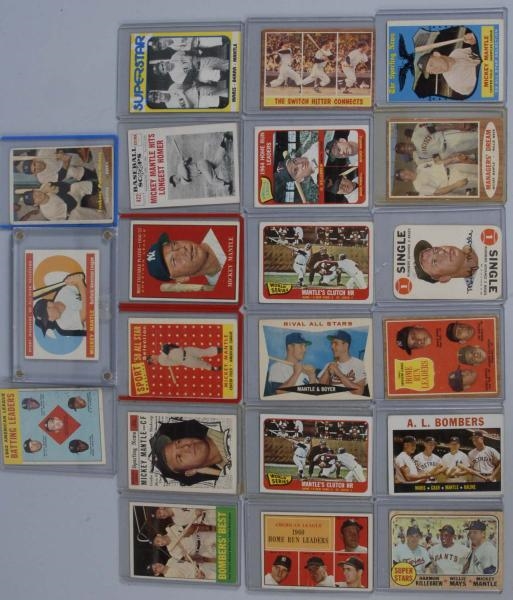 LOT OF 21: TOPPS MICKEY MANTLE BASEBALL CARDS.    