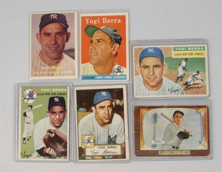 LOT OF 6: YOGI BERRA BASEBALL CARDS.              