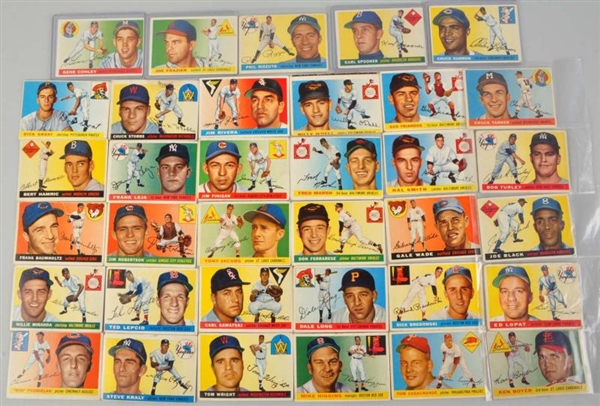 LOT OF 64: ASSORTED TOPPS 1955 BASEBALL CARDS.    