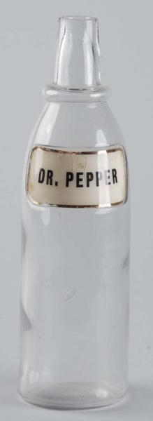 DR. PEPPER LABEL UNDER GLASS BACK BAR BOTTLE.     