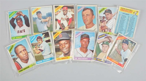 LOT OF 12: TOPPS 1966 BASEBALL CARDS.             