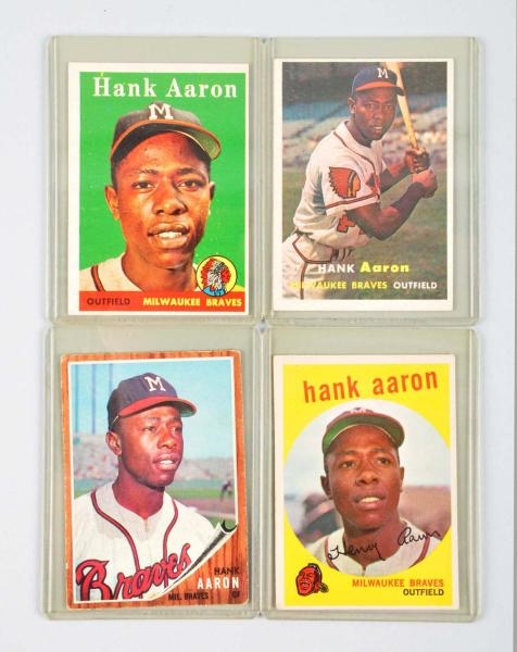 LOT OF 4: TOPPS HANK AARON BASEBALL CARDS.        