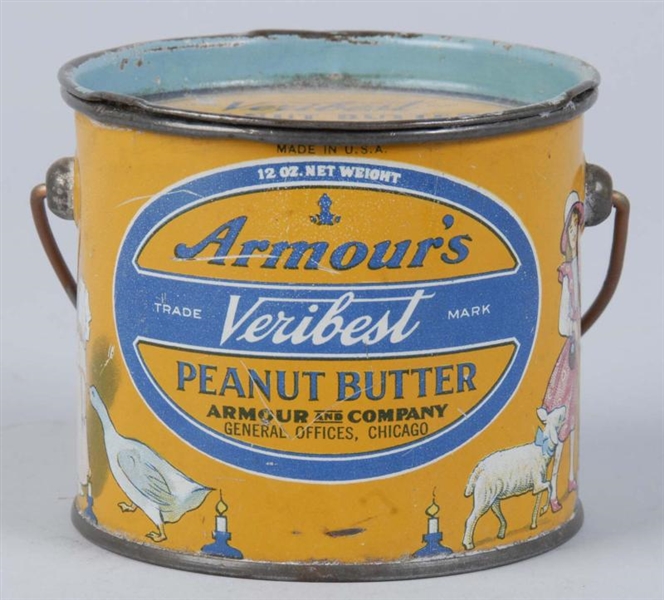 ARMOURS PEANUT BUTTER TIN WITH HANDLE.            