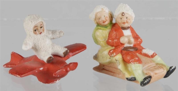 LOT OF 2: BISQUE CHRISTMAS SNOWBABIES.            