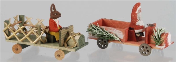 LOT OF 2: WOODEN HOLIDAY TRANSPORTATION VEHICLES. 