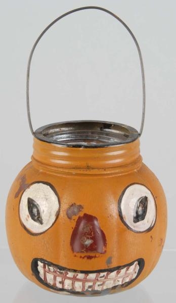 HALLOWEEN GLASS JACK-O-LANTERN CANDY CONTAINER.   