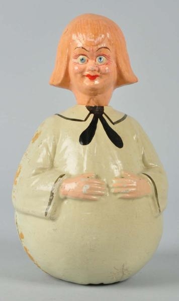 EARLY PAPER MACHE BUSTER BROWN ROLY POLY TOY.     