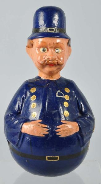 EARLY PAPER MACHE POLICE OFFICER ROLY POLY TOY.   