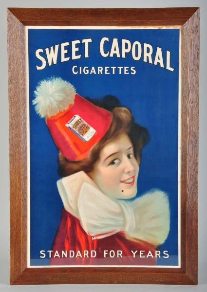 CARDBOARD SWEET CAPORAL CIGARETTES POSTER.        