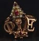 14K Y. GOLD SEED PEARL & RUBY FRATERNITY RING.    