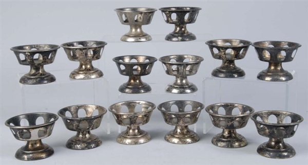 GROUP LOT OF 14 SILVER-PLATED ICE CREAM HOLDERS.  