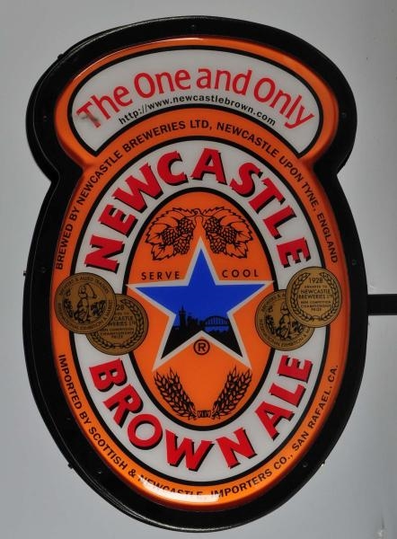 NEW CASTLE BROWN ALE ELECTRIC LIGHT-UP SIGN.      