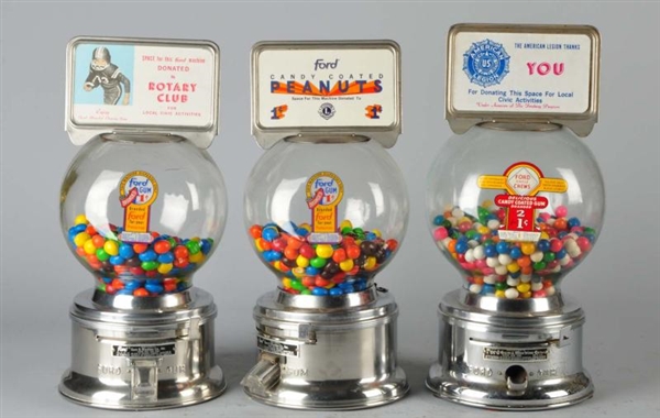 LOT OF 3: FORD 1¢ GUM DISPENSERS.                 