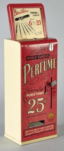 BREATHLESS 25¢ PERFUME TUBE DISPENSER.            