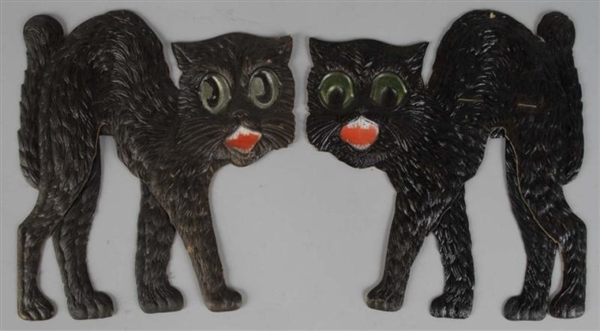 LOT OF 2: CARDBOARD ARCHED-BACK CAT DIE-CUTS.     