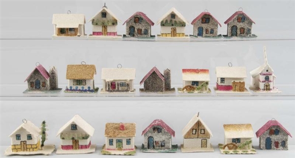 LOT OF 20: SMALL HOUSE CHRISTMAS ORNAMENTS.       