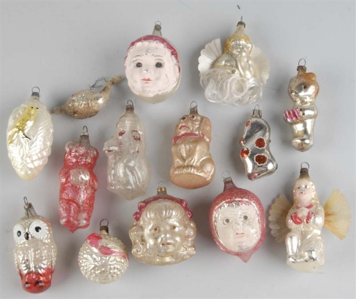 LOT OF 14: GLASS CHRISTMAS ORNAMENTS              