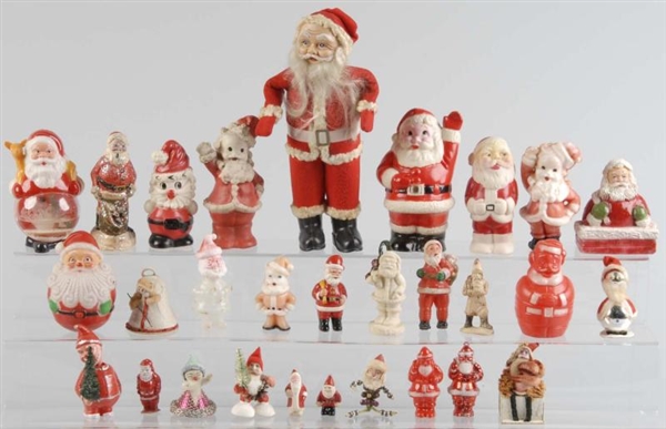 LARGE LOT OF SANTA ORNAMENTS & CANDY CONTAINERS.  