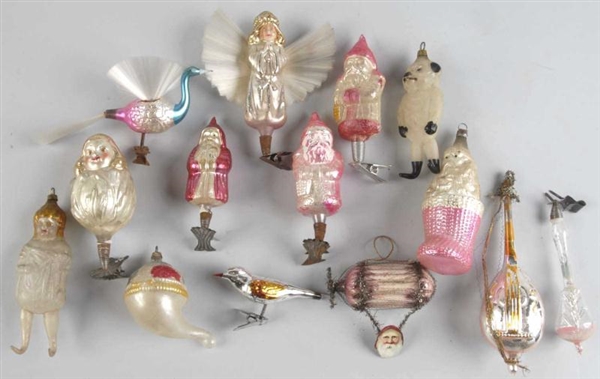 LOT OF 14: GLASS CHRISTMAS ORNAMENTS.             
