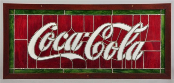 COCA-COLA STAINED GLASS SIGN.                     